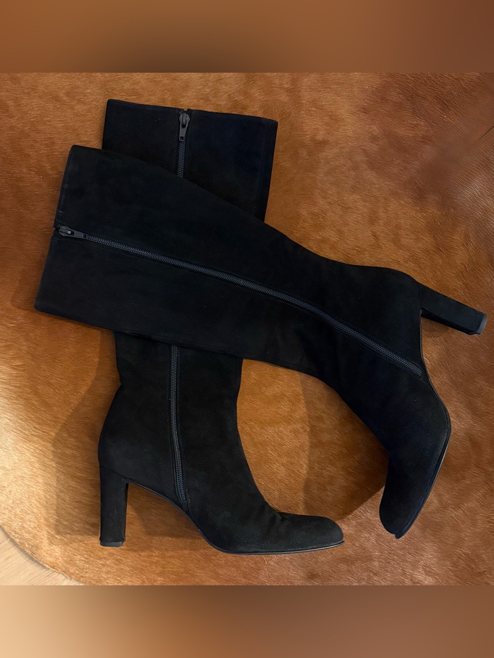 Stuart Weitzman Black Suede Heel Boots